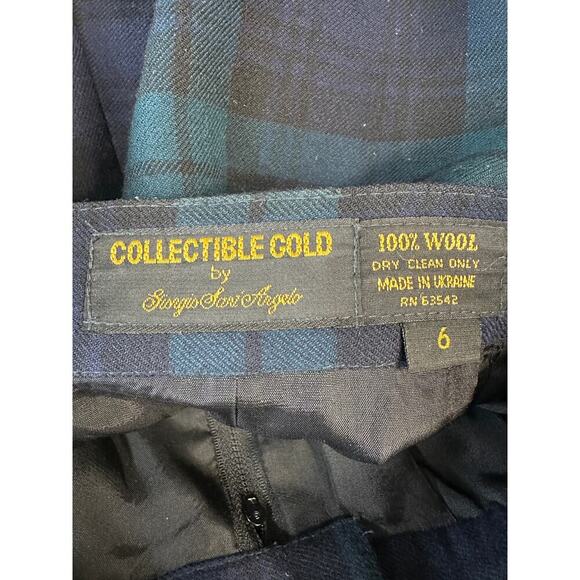 Vintage Giorgio Saint Angelo Pants Womens 6 Blue 100% Wool Pleats Trouser Tartan - Picture 9 of 9